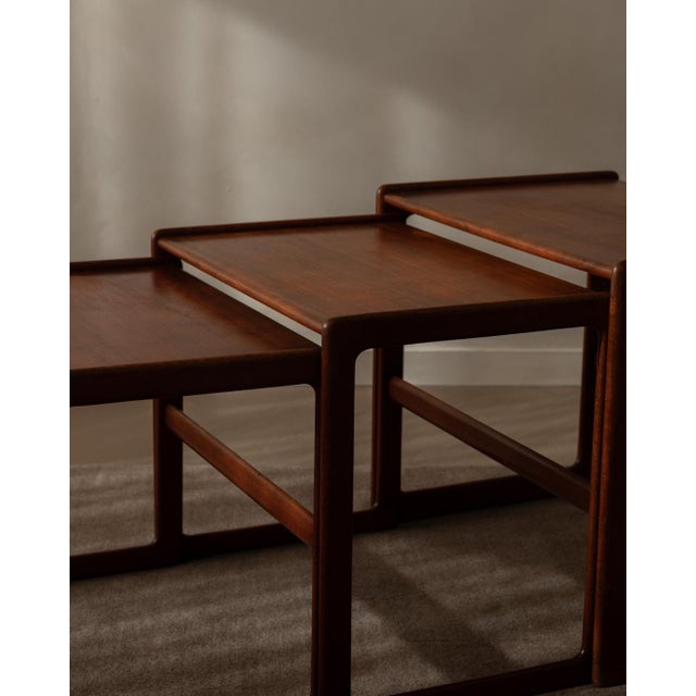 Brown Teak Nesting Tables by Arne Hovmand-Olsen for Mogens Kold, 1960s, Set of 3 For Sale - Image 8 of 16