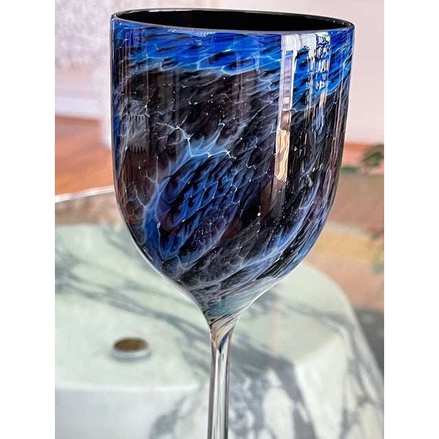 Contemporary 1980s Stunning Josh Simpson Blue New Mexico Goblets - a Pair For Sale - Image 3 of 4