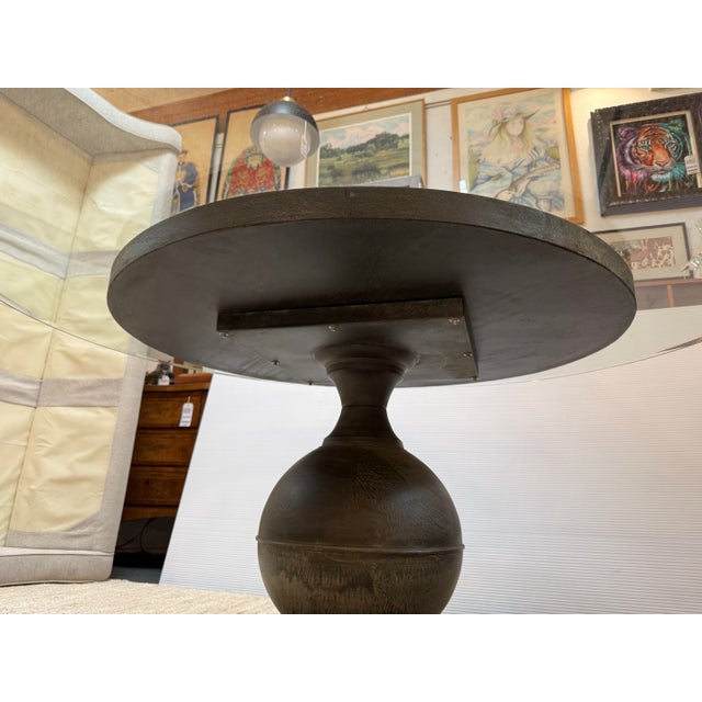 Silver Crate & Barrel Zinc Pedestal + Glass Dining Table For Sale - Image 8 of 9