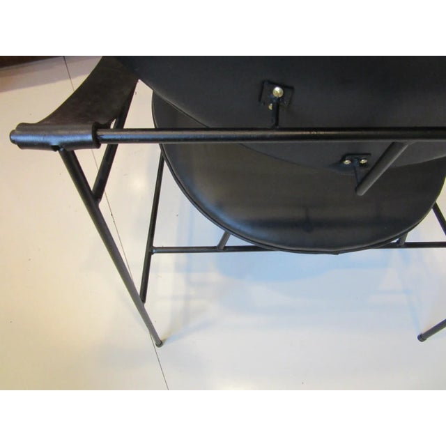 Tony Paul Styled Wrought Iron & Leather Strap Arm Lounge Chair For Sale - Image 12 of 13