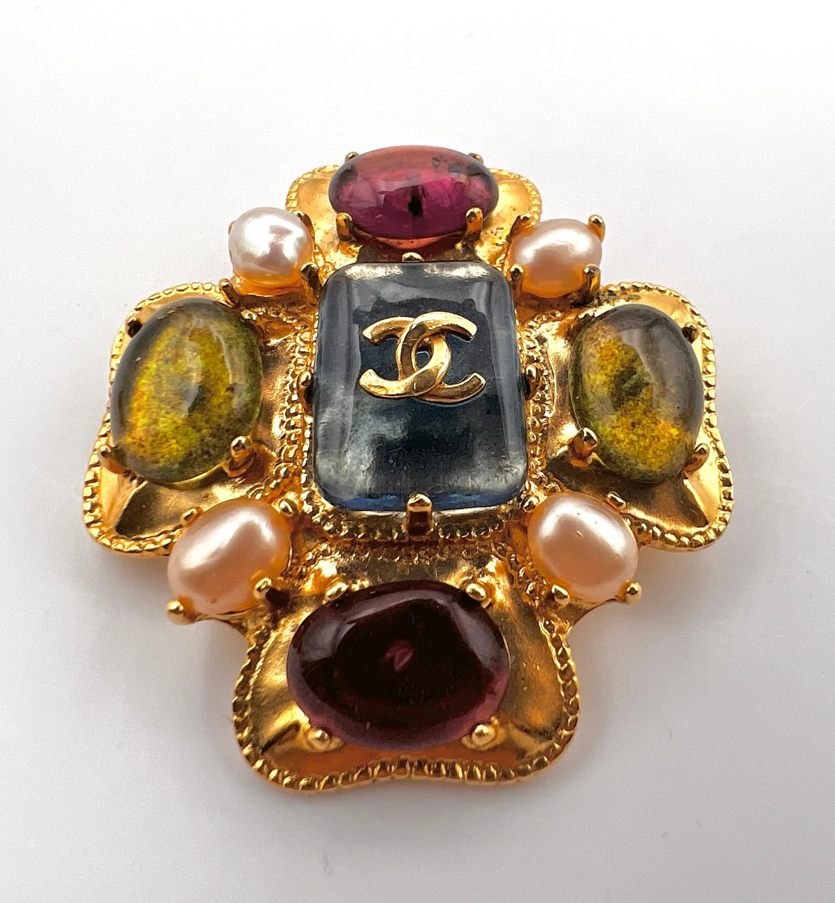 Chanel Gripoix Melted Glass Brooch 1997 Paris | Chairish