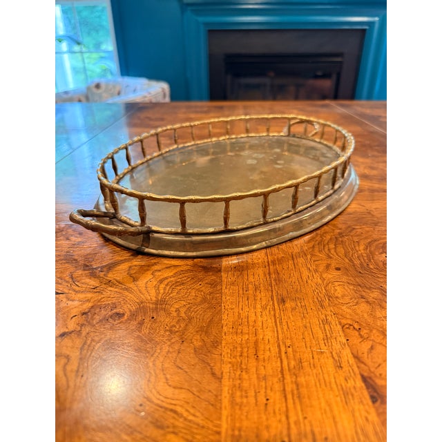 Vintage Brass Bamboo Tray For Sale - Image 9 of 13