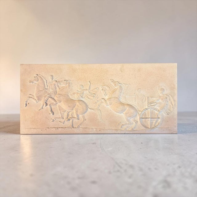 Beige Greek Plaster Frieze with Chariot Driver and Horses Competing in Aphobates Contest, Athens, 1960s For Sale - Image 8 of 13