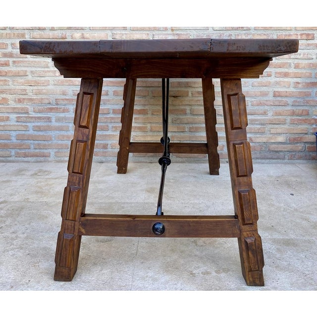 Wood Antique Spanish Oak Work Table, 1800s For Sale - Image 7 of 16