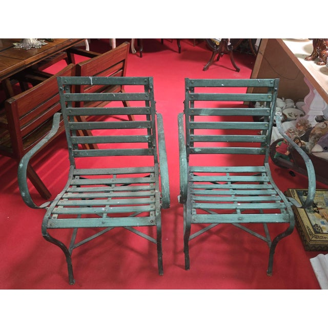 Garden Armchairs in Wood and Iron, 1800s, Set of 2, in Good conditions. Designed before 1890