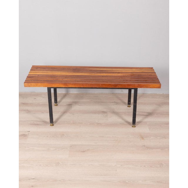Modern Vintage Bench with Teak, 1960s For Sale - Image 3 of 8