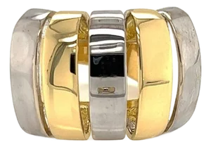 Mid 20th Century Modern 18k Two Tone Gold Open Wide Band Ring - Size 5.5
