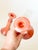 Salmon Antique Tiffin Carrara Coral Slag Glass Candlesticks, a Pair For Sale - Image 8 of 10