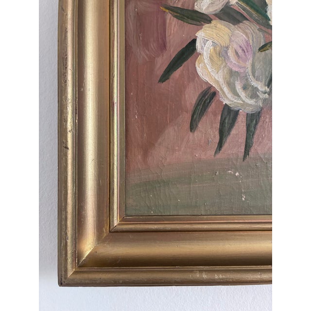 Vintage Original Floral Oil Painting, Signed Flower Art For Sale - Image 9 of 16