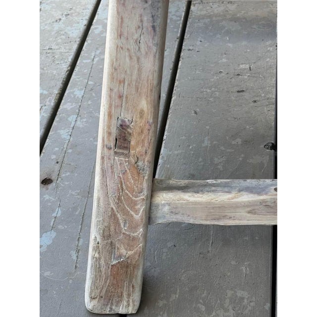 Antique White Antique Elm Wood Coffee Table For Sale - Image 8 of 15