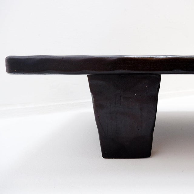 Large Coffee Table in Black Hammered Wood For Sale - Image 9 of 12