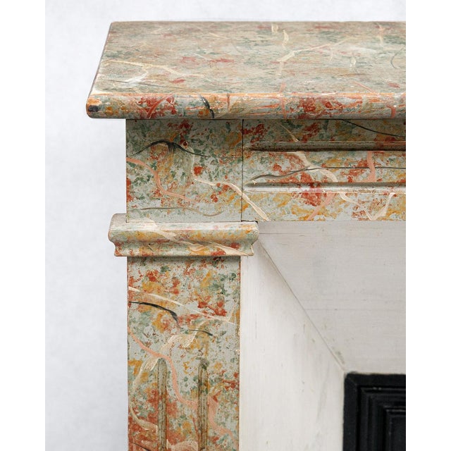 Wood Wooden Fireplace in Faux Marble For Sale - Image 7 of 9