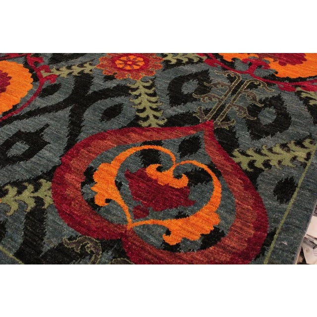 1990s 1990s Shabby Chic Modern Gray/Blue Wool Rug - 7'10 X 10'3 For Sale - Image 5 of 8