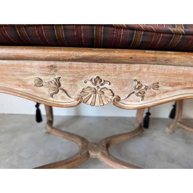 Brown Vintage Hollywood Regency Louis XV-Style Carved Wood & Cane Armchairs – A Pair For Sale - Image 8 of 13