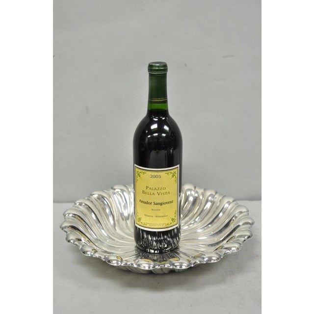 Vintage Mid Century Modern Swirl Pattern Silver Plated Centerpiece Fruit Bowl For Sale - Image 11 of 11