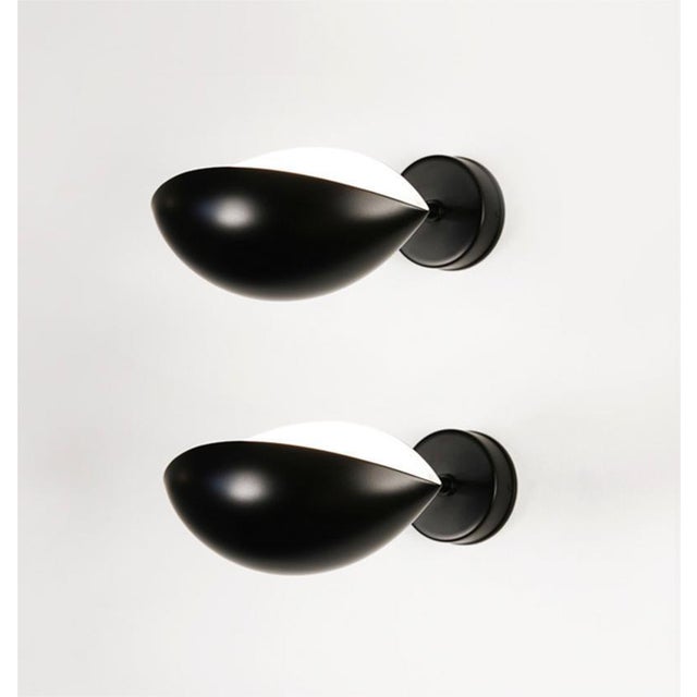 Mid-Century Modern Black Eye Sconce Wall Lamps from Serge Mouille, Set of 2 For Sale - Image 3 of 7