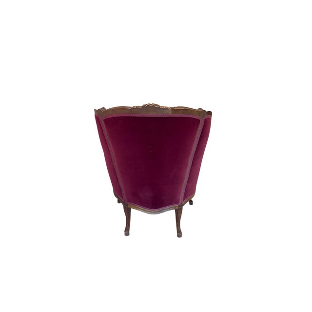 Victorian Antique Victorian Parlor Chairs With Burgundy Velvet Upholstery – Pair For Sale - Image 3 of 10