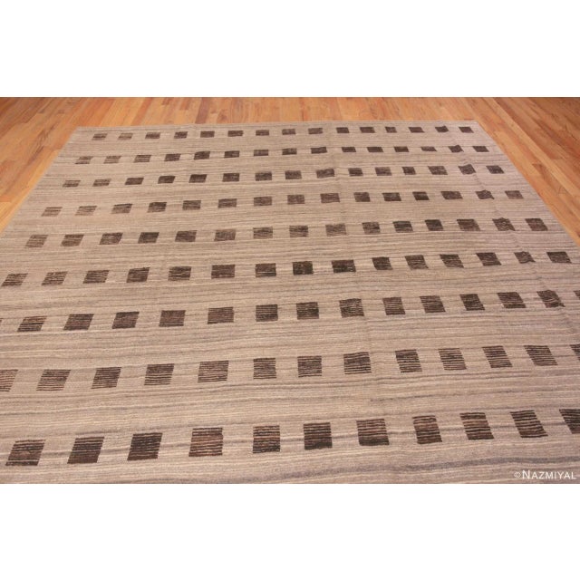 Contemporary Nazmiyal Collection Brown Geometric Squares Modern Rug For Sale - Image 3 of 8