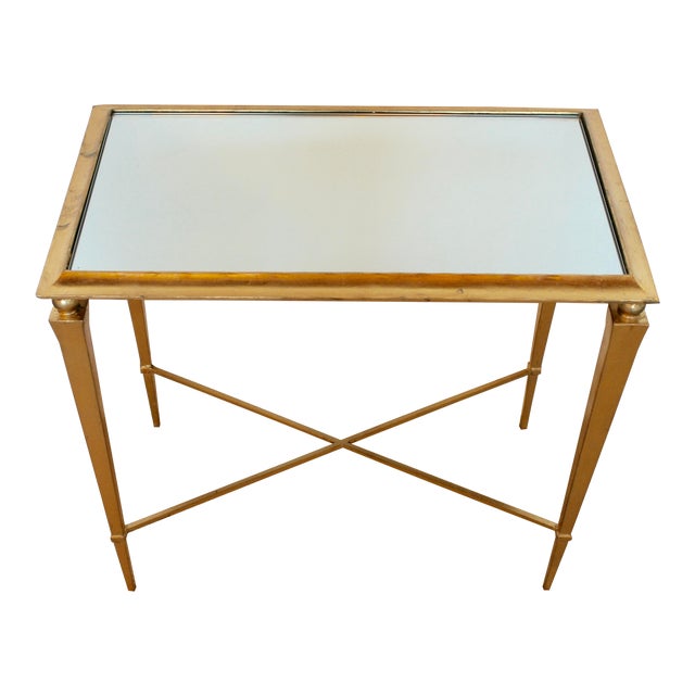 Gold Leaf Mirrored Side Table Chairish