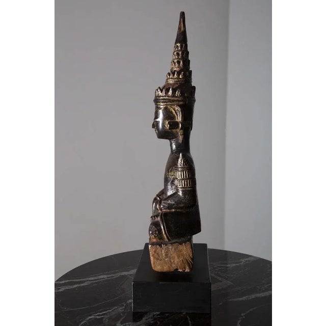 Wood Thai Artist, Sculpture of Buddha, 19th Century, Walnut For Sale - Image 7 of 11