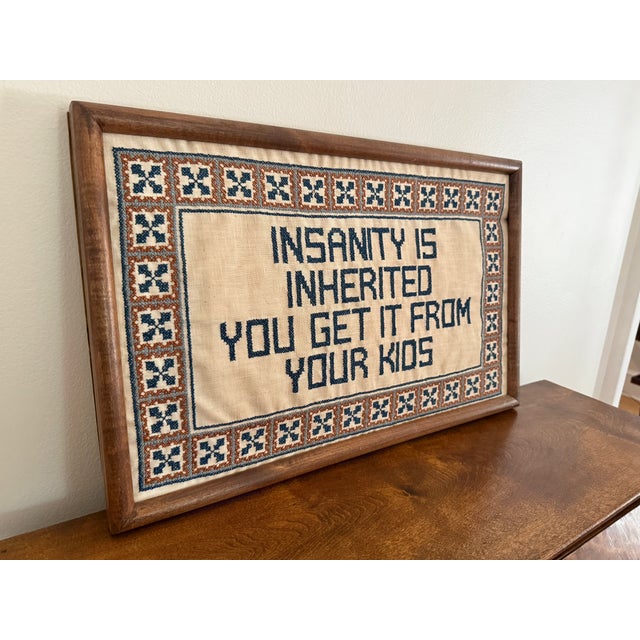 Late 20th Century Vintage Cross Stitch Textile Art, Framed For Sale - Image 5 of 7