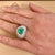 Emerald 3.5 Carat Heart Shape Colombian Emerald and Diamond 18 Karat Gold Ring Estate For Sale - Image 8 of 18