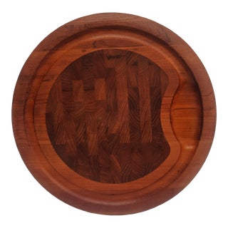 1980s Dansk Staved Teak Round Cutting Board Designed by Jens Quistgaard For Sale