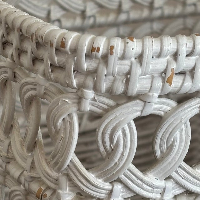 Mid-20th Century Rectangular Boho Wicker Wastepaper Basket For Sale - Image 9 of 18