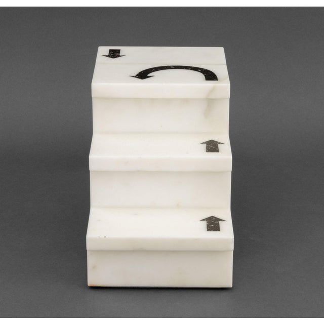 Late 20th Century Black Marble Arrow Inlaid White Alabaster Steps For Sale - Image 5 of 9