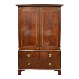 Baker Historic Charleston Collection Mahogany Linen Press Entertainment Cabinet For Sale