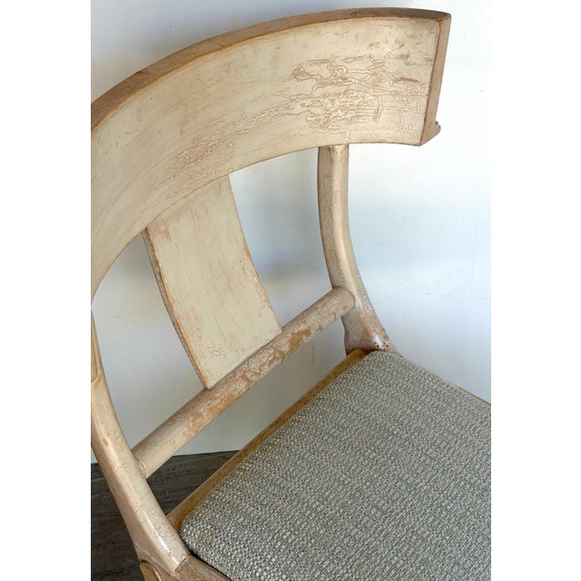 Set of Four Neoclassical Grey-White Polychromed Klismos Chairs Late 20th C. For Sale - Image 14 of 15