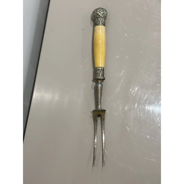 Cream Sheffield 5 Piece Sterling & Faux Bone Serving Set by George Butler & Co., 1940s For Sale - Image 8 of 12