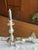 Elegant pair of silver-plated metal candlesticks/torches, Classic baluster style Marked by the silversmith Meurgey in...