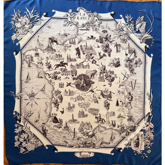 Hermès La France 1959 Silk Scarf Designed by Françoise De La Perriere For Sale - Image 12 of 12
