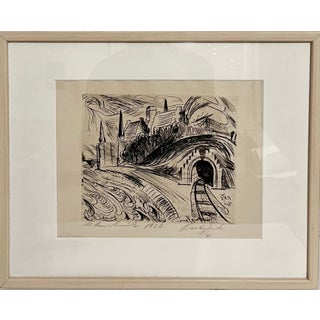 Paul Kleinschmidt, 1922 German Expressionist Figurative Train Tunnel Etching Paul Kleinschmidt, 1922 For Sale