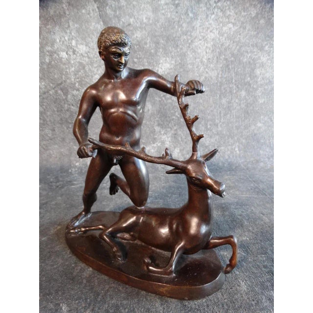 The Death of Actaeon (Hunter and Stag) Bronze Statue Circa 1900 For Sale - Image 10 of 13