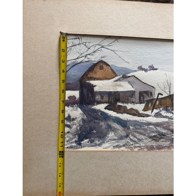 1940s Modern Impressionist Winter Landscape Painting Signed For Sale - Image 13 of 15