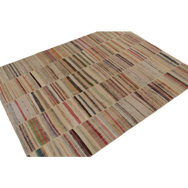 Contemporary Rug & Kilim’s Patchwork Kilim Rug in Polychromatic Stripes For Sale - Image 3 of 8