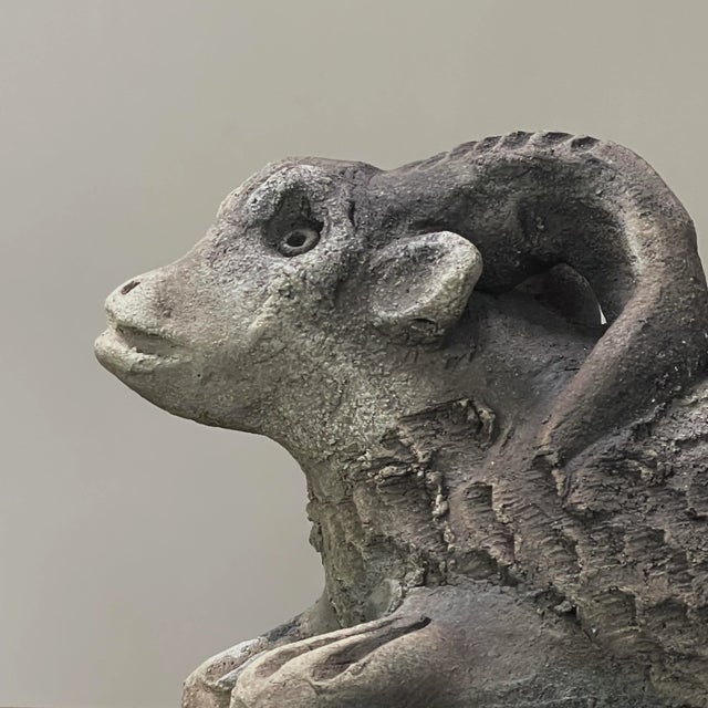 Vintage Mexican Outsider Wood Fired Ceramic Ram Sculptural Vessel For Sale In Philadelphia - Image 6 of 9