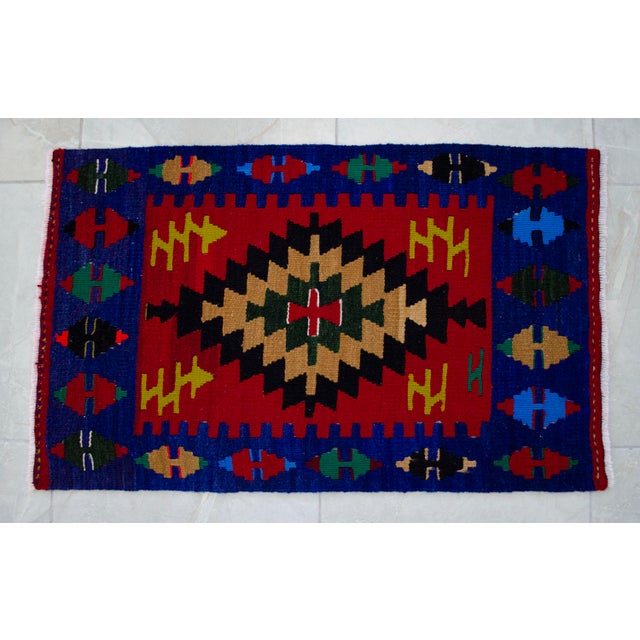 1990s Handmade Rug Colorful Kilim Small Rug 2x3 Ft Approx For Sale - Image 12 of 13