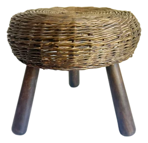 Wicker Tripod Stool, Tony Paul, 1950s, Attributed