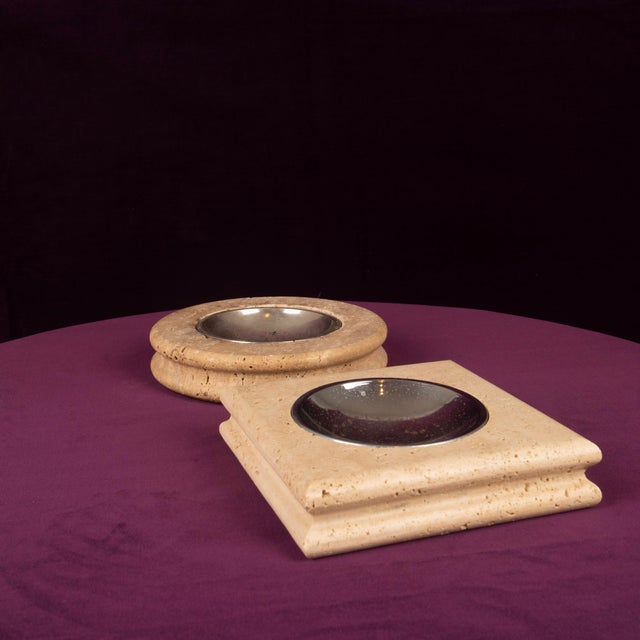 1970s Vintage Italian Travertine Ashtrays, 1970, Set of 2 For Sale - Image 5 of 18