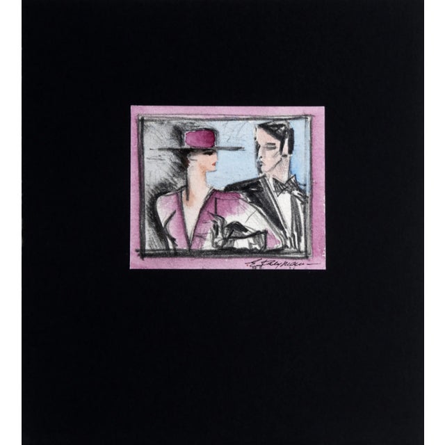 Date Night, Erik Freyman Watercolor With Pencil on Paper, Signed in Pen For Sale - Image 4 of 4