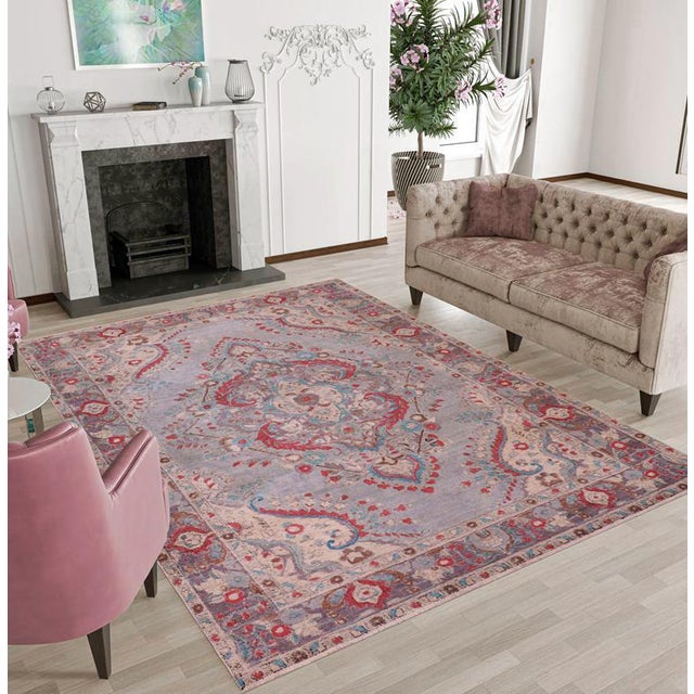 Enhance your living space with this stunning vintage Persian hand-knotted wool rug, a true showstopper that effortlessly...