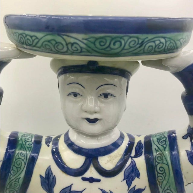 Chinoiserie Mid-20th Century Chinese Hand-Painted Porcelain Court Figures – Pair For Sale - Image 3 of 12
