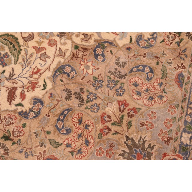 Shabby Chic Shabby Chic Medallion 1990's Pak-Persian Beige/Green Wool Rug - 6'1'' X 9'4'' For Sale - Image 3 of 9