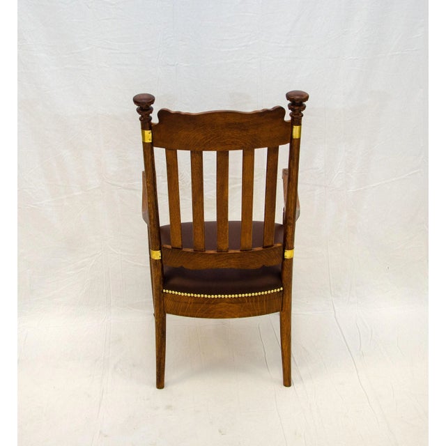 Vintage Quarter Sawn Oak Armchair For Sale In San Francisco - Image 6 of 13