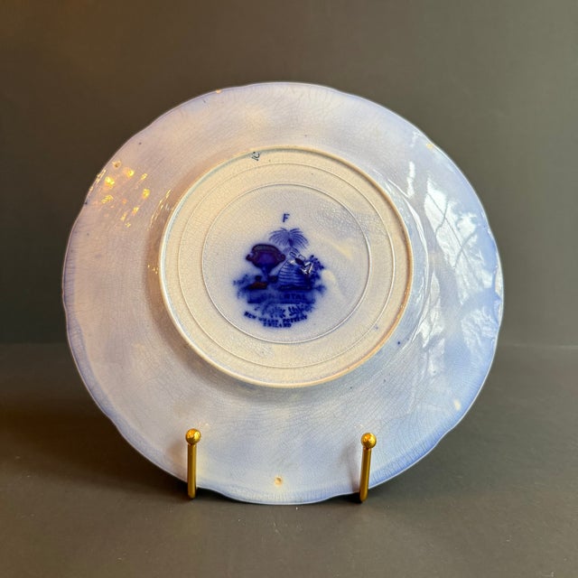 Ceramic Antique English "Oriental" Transferware Plate by New Wharf Pottery For Sale - Image 7 of 17