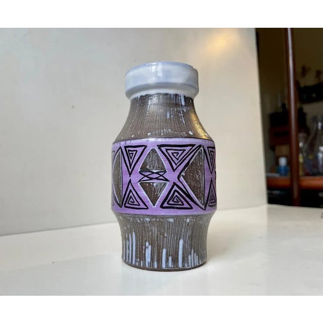 Glazed Purple Ceramic Vase from Laholm Sweden, 1960s For Sale - Image 6 of 6