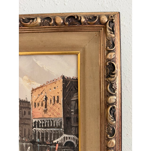 Mid 20th Century Mid 20th Century Antonio De Vity (1901-1993) Italian Oil Painting Venice Canal Gondola Cityscape For Sale - Image 5 of 12